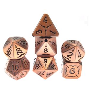 Metal RPG Dice Set Wear Resistant Durable Gold Black Metal Dice Polyhedral