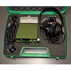 Stereo Stethoscope Wall Listening Device With Two Sensors Thru Solid Structures