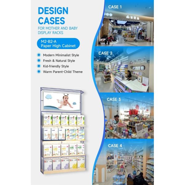 M2-B2-A Supermarket Baby Goods Section Display Cabinet with Neutral Light LED Strips and Soft Film Light Box