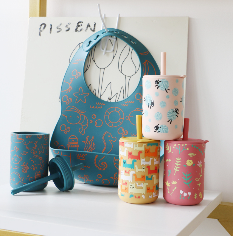 Temperature Resistant Silicone Baby Cup Customizable Printing Logo Kids Drinking Silicone Cup