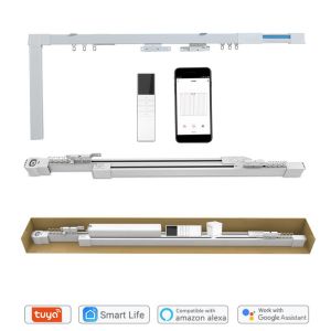 433.92MHz Extendable Curtain Track 150cm Curtain Rail Ceiling Mounted