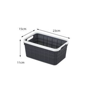 Black Weaving Rattan Plastic Storage Basket 40x30cm Multi Purpose