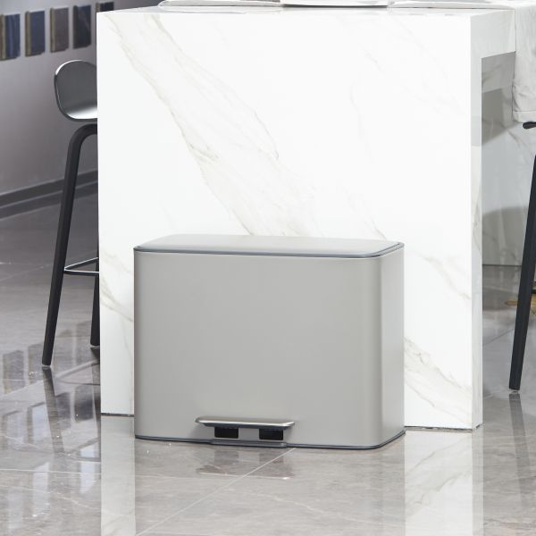 Rectangular Foot Operated Trash Can With Inner Bucket , Home Kitchen Step Trash
