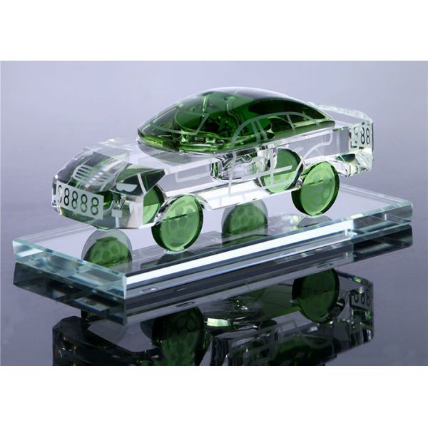 Car Shape Crystal Decorative Glass Bottles Yellow / Green / Blue / White Color Optional