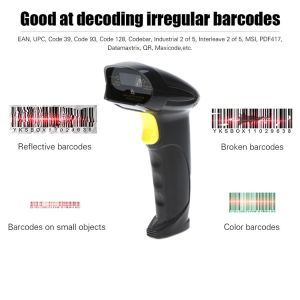 Portable Laser Wired Handheld Barcode Scanner USB RS232 With Adjustable Stand