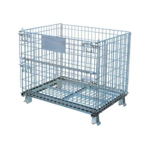 Foldable 400kg Metal Mesh Storage Containers Galvanized Rolling