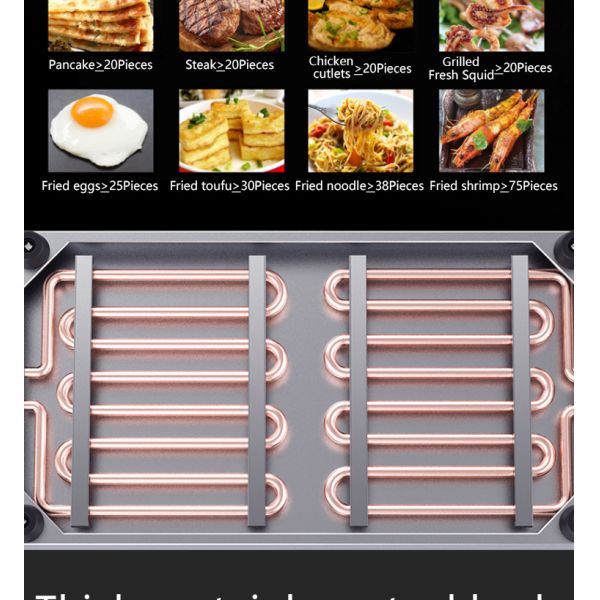 Dual Temperature Control Knobs Electric Flat Plate Griddle for Restaurant Kitchen