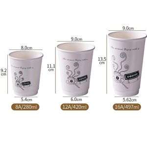 Biodegradable 8oz 10oz 12oz 16oz 20oz printed color disposable paper coffee cup
