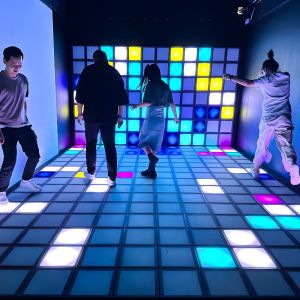 Interactive LED Grid Game Metal Floor Arena For Kids In Playhouse Trampoline