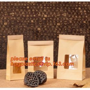 Cheap logo printed resealable zip lock food snacks kfraft paper zipper bag with window,Resealable Zip lock and Heat Seal