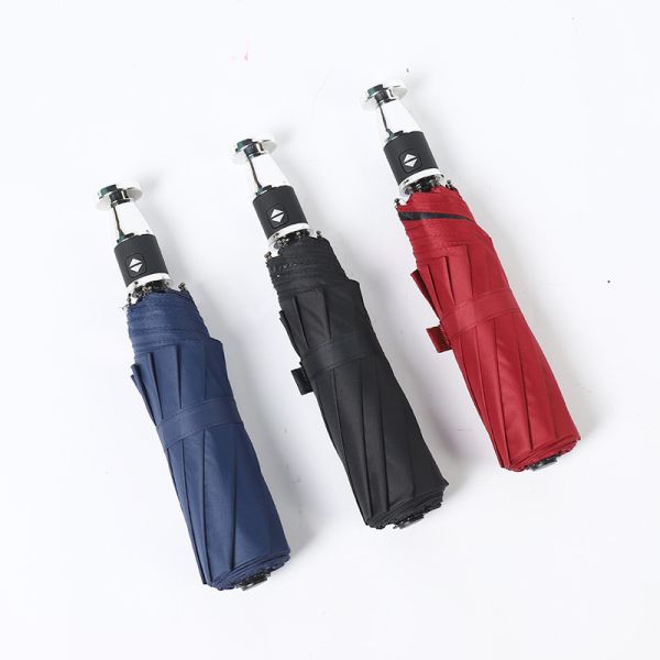 Popular Design Automatic 10ribs Triple Folding Umbrella with Customized Logo Printed