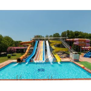 Fiberglass Mat Racer Water Slide Cluster Rainbow Water Slide 6m Height