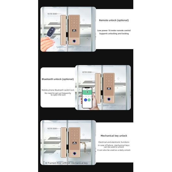 CE Sliding Glass Door Smart Lock Bluetooth Simple Installation