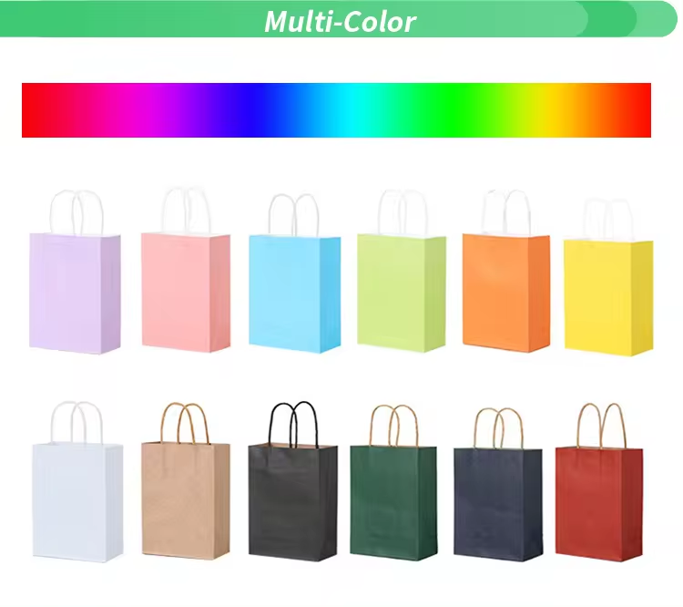 Christmas Custom Print Logo Kraft Paper Shopping Bags With Handles