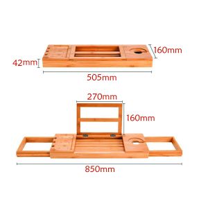 Modern Bath Bamboo Tray Caddy Extendable Bath Rack Tray