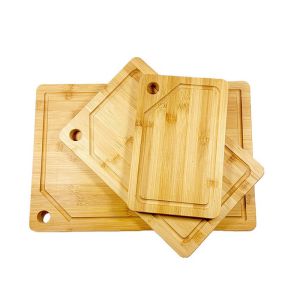 OEM/ODM Accepted Rectangle Bamboo Three-Piece Cutting Board Set with Hanging
