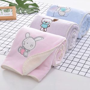 Embroidery Sherpa Plush Blanket 30x40 Cartoon Flannel Blanket