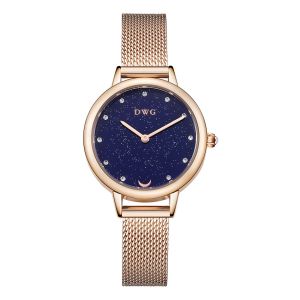 Steel Band High End Quartz Watches Ladies With Starry Sky Dial And Mesh Strap
