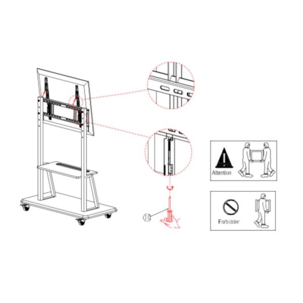 Floor Stand 100KG Flat Panel Mobile Stand Carbon Steel Material