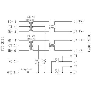 6605473-9 | LPJ0011GDNL RJ45 Jack Conn 10/100Base 1CT:1CT R/A RoHS