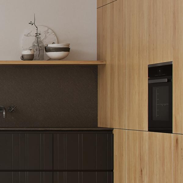 Modern Wood Lacquer E1 Modular Kitchen Cabinets Quartz Countertop