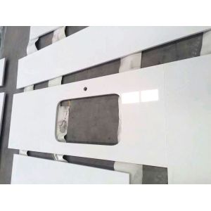 Durable Prefabricated Vanity Countertops , Absolute White Natural Quartz Vanity