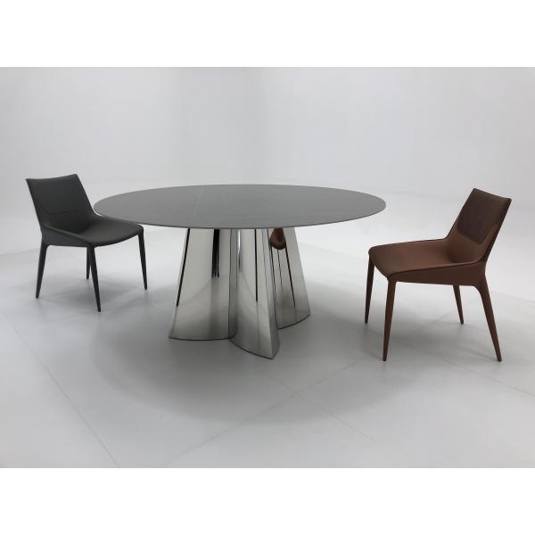 Light Luxury Natural Marble Dining Table Custom Made 6 Seater Stainless Steel