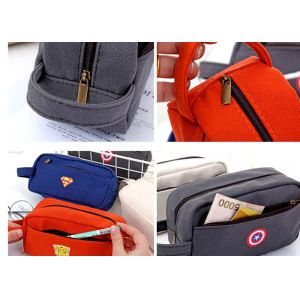 custom creative canvas pen bag with large capacity multi-layer zipper stationery
