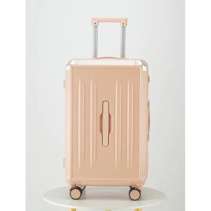 Lightweight Unisex 20-Inch Aluminum ABS Trolley Case with Multi-Function Password Lock USB Charging Interface and Cup Holder