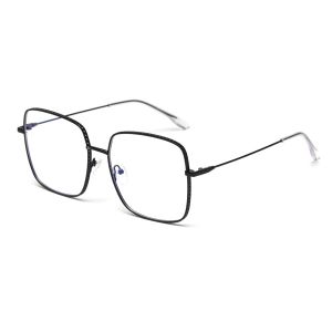 Silver Alloy Square Big Frame Glasses Men Women Unisex Decoration Transparent