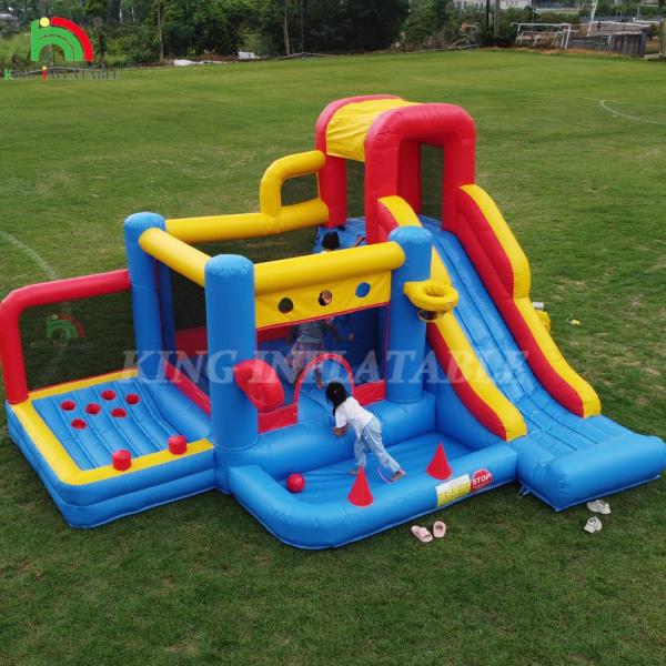 Inflatable Obstacle Course Bounce House Castle With Slides Bounce Area And Obstacles Climbing With Blower