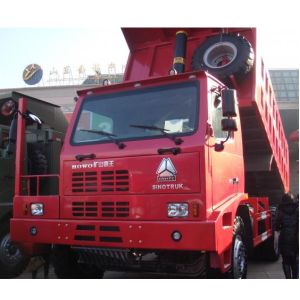 payload 50 tons HOWO 6x4 mining dump Trucks yellow or red color overloading