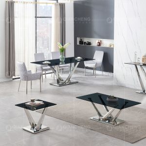 Light 50kg SS Coffee Table With Tempered Glass Top Rectangle Shape