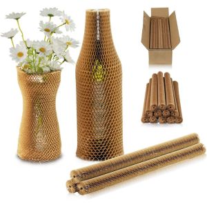 Cylindrical Honeycomb Kraft Paper Wrap Roll Brown / White Honeycomb Sleeve