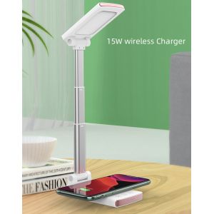 2 In 1 15W Adjustment Home Lamp Lighting Multifunction LED Desk Table Lamp Qi