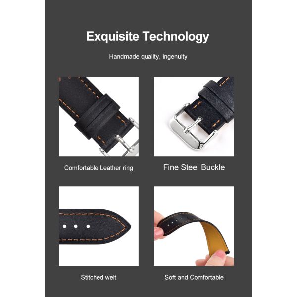 Unisex, Quick-release Spring Clip, Vintage Leather Strap