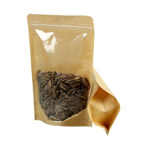 Laminated Gusset Brown Kraft Paper Stand Up Pouch With Zipper Closure For Food