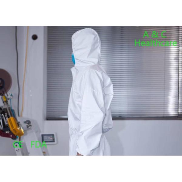 Elasticated Hood Disposable Protective Coverall Sterilized For Governments