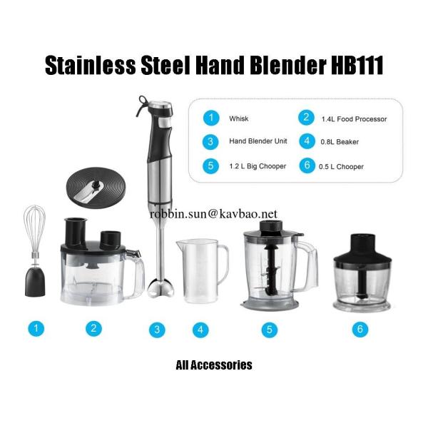 HB111 Stainless Steel Stick Blender With Chooper and Processing Bowl HB111 Stainless Steel Stick Blender With Chooper and Processing Bowl