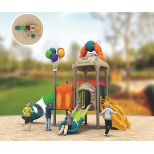 children's play equipment swings with tube slide and spiral slide