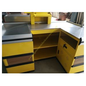 Cosmetic Shop Counter / Supermarket Retail Checkout Counter With Stop Bar