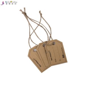 CMYK Printing Card Printing Services Custom Printed Kraft Hang Tags With Ribbon