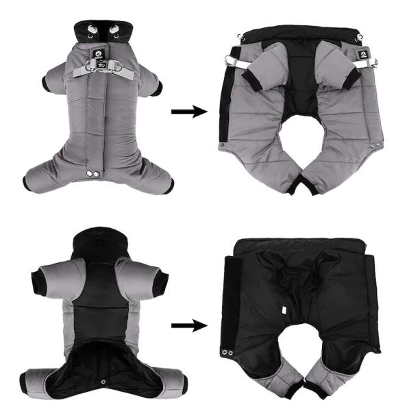 Cozy Down Puffer Jacket For Dogs Reflective Strip Waterproof