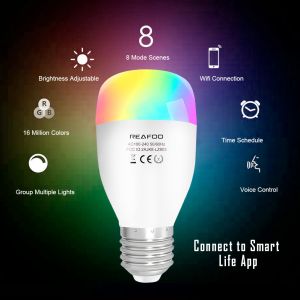 E27 7W Music Activated Wifi Dimmable RGB Light Bulbs With Time Scheduling