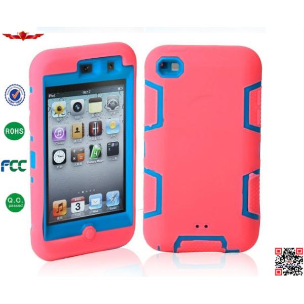 Hot Selling 100% Quality Guaranteed 3 in 1 Hybrid Silicone+PC Cover Cases For Ipod Touch 4