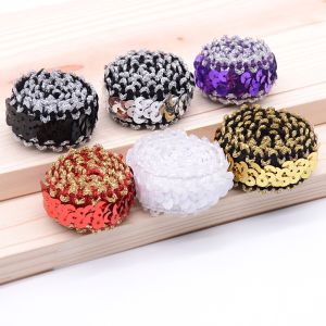 Luxury Shiny PET PVC Elastic Sequin Ribbon Trim 2.5cm
