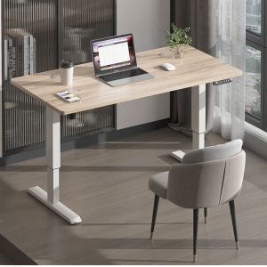 Office Furniture Custom Walnut Wooden Grain Electric Sit and Stand Up Adjustable