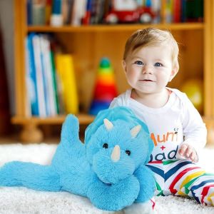 MorisMos 24-Inch Blue Triceratops Dinosaur Unisex Soft PVC Plush Toy & Comforter