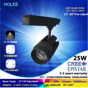 LED track light 25W track spot 3000K wide lens from 15 to 60 degree with 5 years
