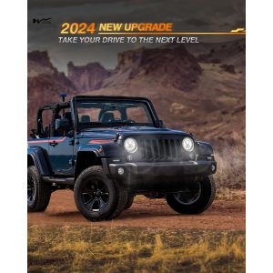 7 Inch LED Headlights with Turn Signal Amber White DRL and Black Halo Performanc